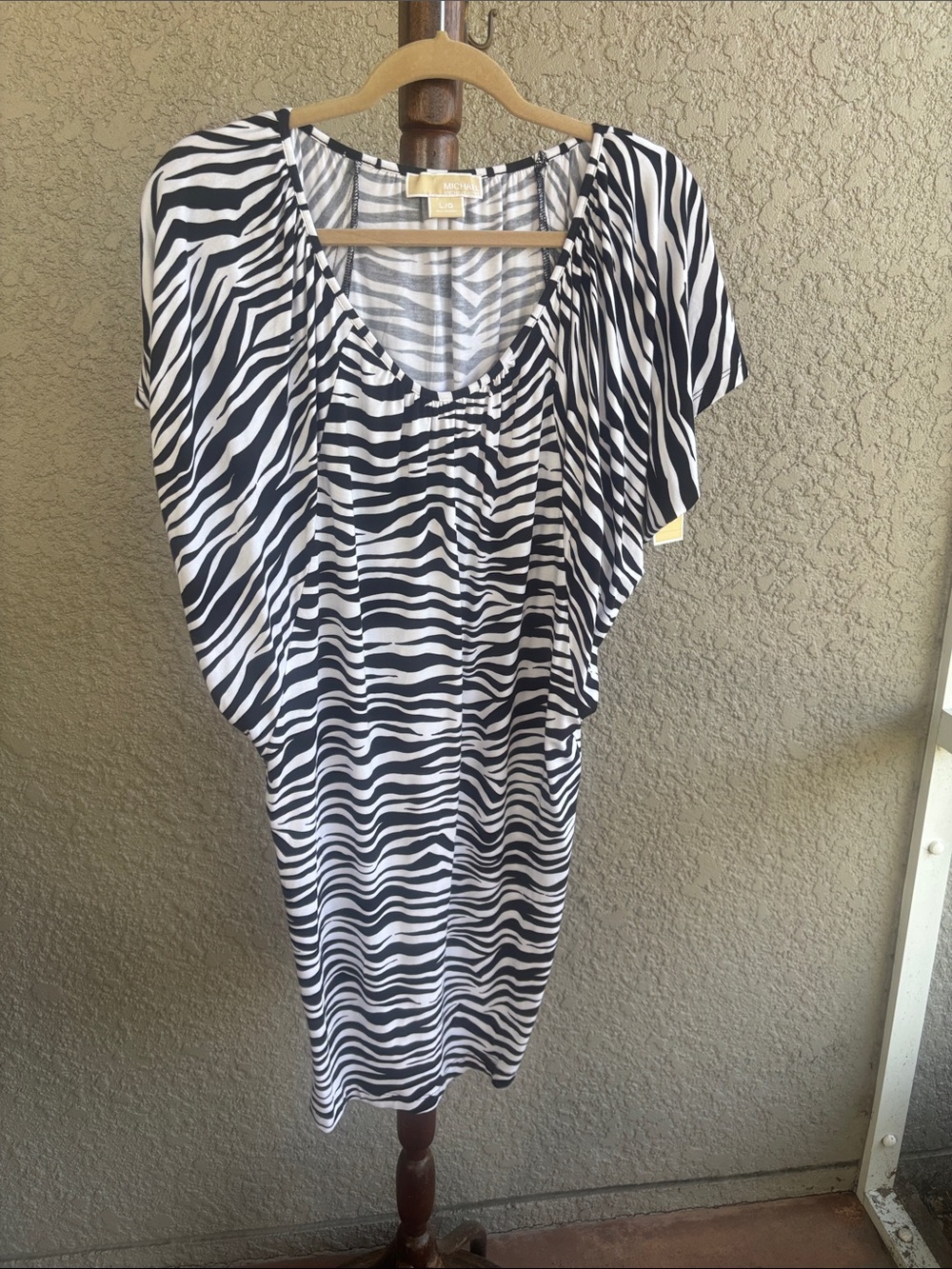 Michael Kors Black and White Zebra Midi Dress